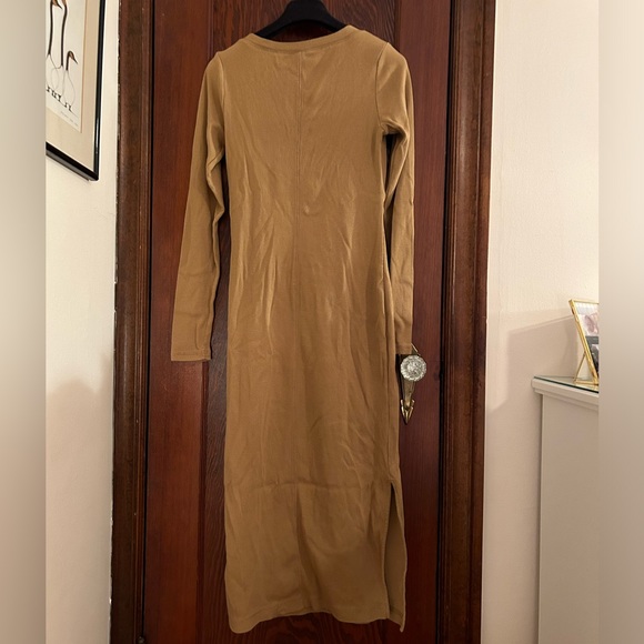 Camel Ribbed Button-Up Sweater Dress Old Navy Tall M - Picture 2 of 5